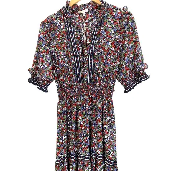 Max Studio Womens Floral Smock Granny Maxi Dress Size M Ditsy 8048 NWT Tiered - Picture 6 of 13